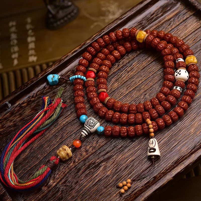 108 Tibetan Bodhi Seed Mala Bracelet With Tassel for Wealth and Meditation