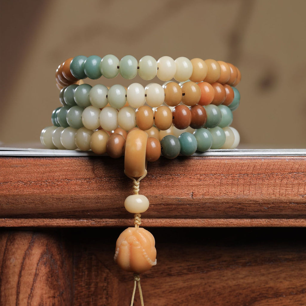 108 Bodhi Seed Mala Beads Bracelet for Meditation Peace and Protection