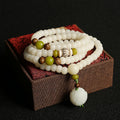 108 White Jade Bodhi Seed Mala Bracelet Handmade for Women Yoga Meditation