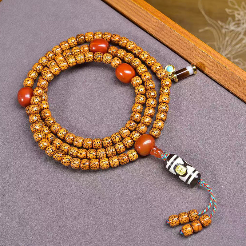 Star Moon Bodhi Seed Mala 108 Beads | Tibetan Meditation Necklace