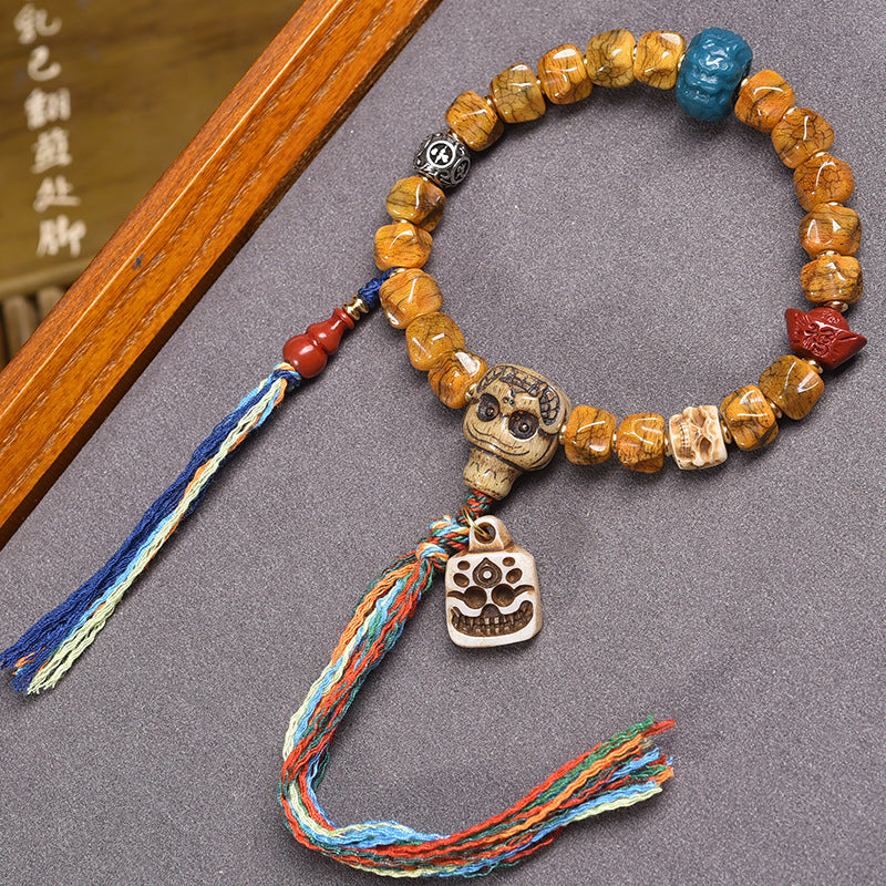 Tibetan Bracelet Handcrafted from Yak Bone | Spiritual Jewelry with Unique Natural Texture