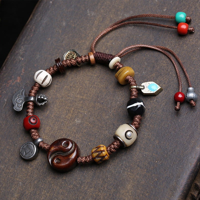 Bagua Yak Bone and Agate Success Bracelet | Wealth, Success Serenity Talisman