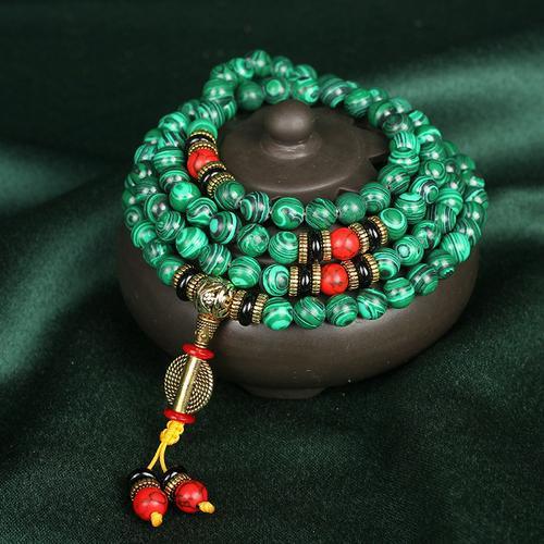 Tibetan Malachite 108 Mala Bracelet | Spiritual Protection Prayer Beads