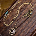 Handwoven Natural Agate Flat-Eyes Dzi Bead Necklace | Tibetan Talisman