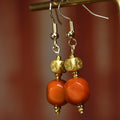 Natural Agate Earrings with Copper 'Profound Yin Four Symbols' Pendant