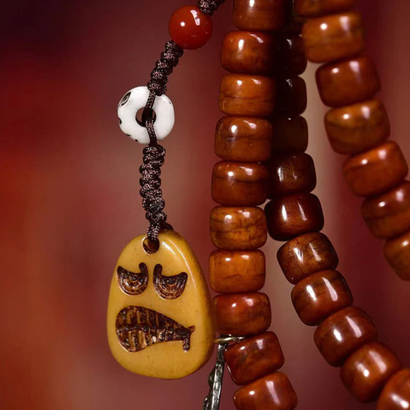 Tibetan Nine-Eye Dzi Bead Mala Bracelet | Bone & Agate Spiritual Prayer Beads