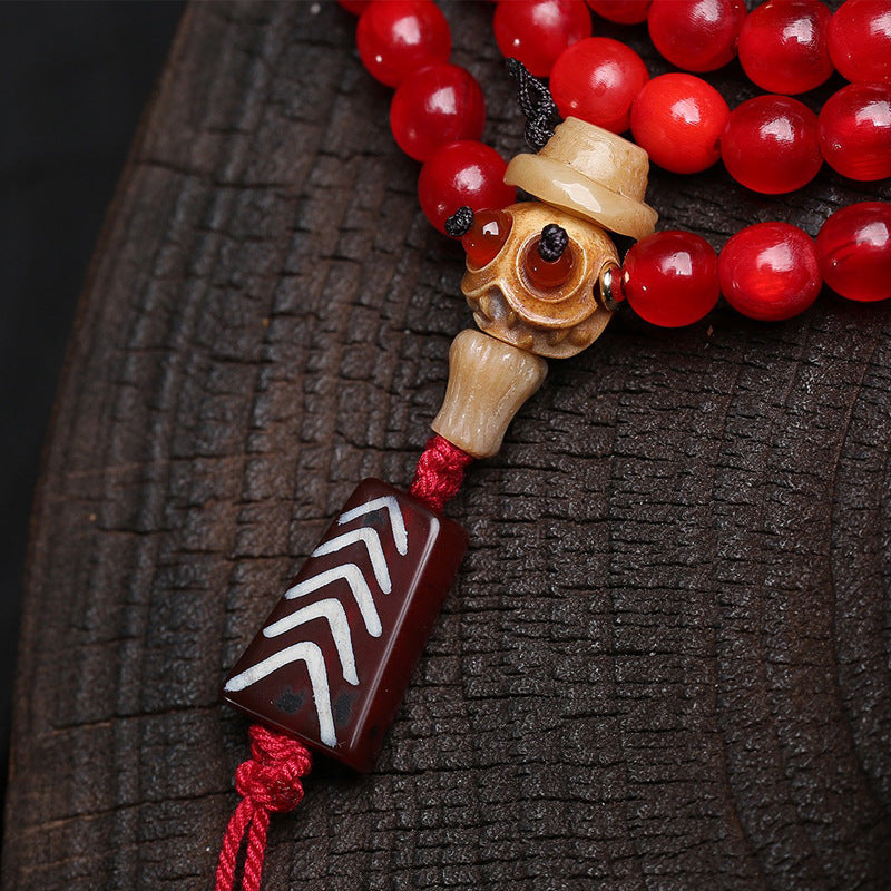Handcrafted 108 Mala Beads | Natural Red Agate | Spiritual Protection & Meditation Jewelry