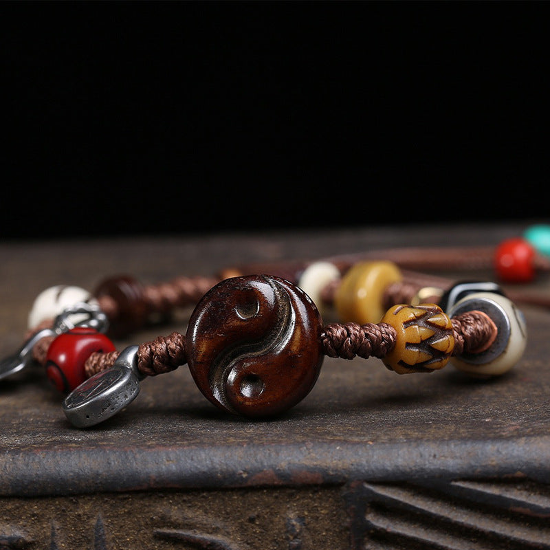 Bagua Yak Bone and Agate Success Bracelet | Wealth, Success Serenity Talisman