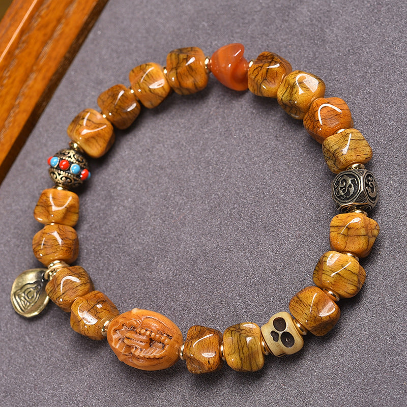 Tibetan Bracelet Handcrafted from Yak Bone | Spiritual Jewelry with Unique Natural Texture