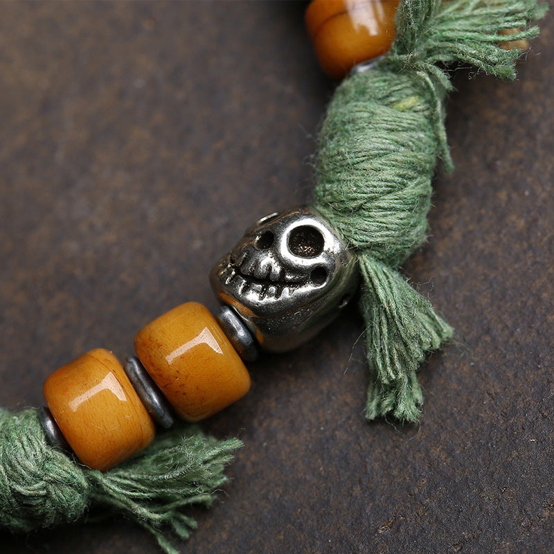 Tibetan Silver Gau Box Pendant Bracelet | Red Rope Handcrafted Healing Jewelry