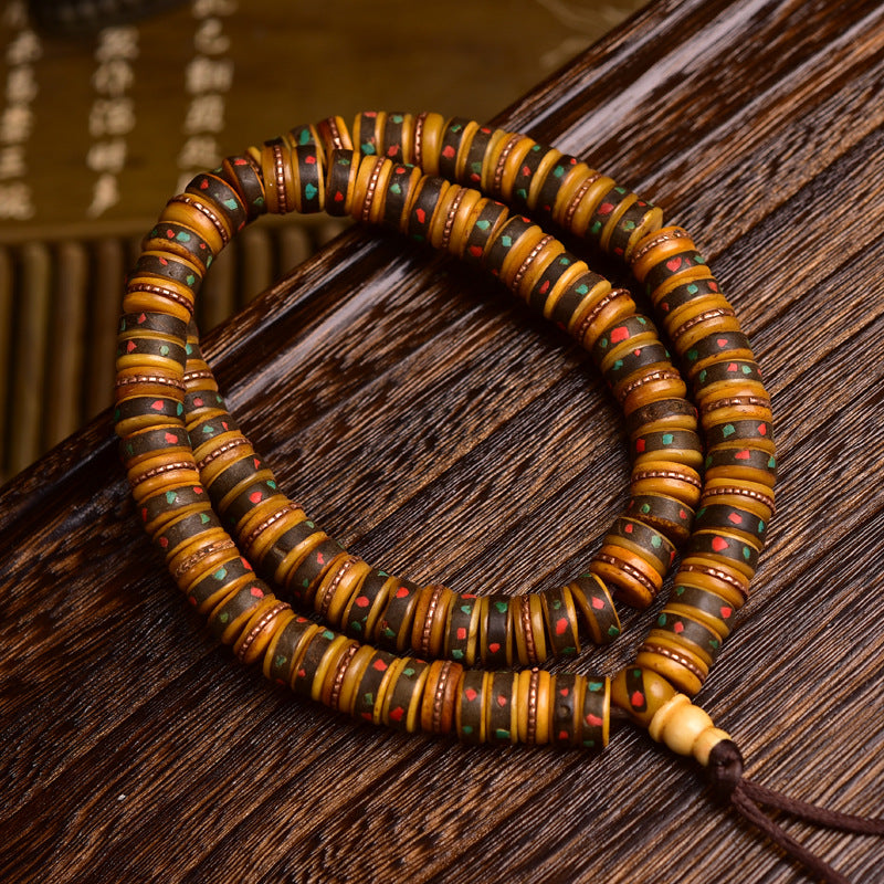 108 Tibetan Vintage Yak Bone Mala Bracelet Multi Wrap Meditation Beads