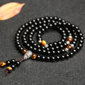 108 Natural Black Obsidian Tiger Eye Mala Bracelet Unisex Yoga & Meditation