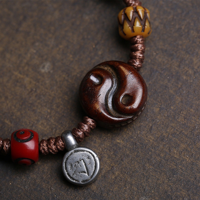 Bagua Yak Bone and Agate Success Bracelet | Wealth, Success Serenity Talisman