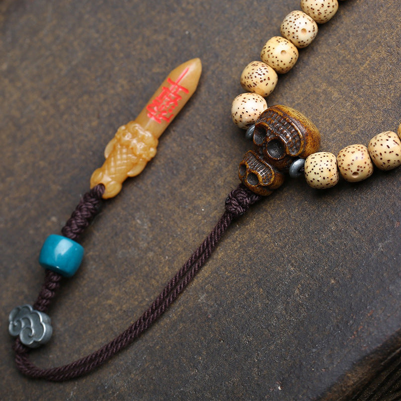 Tibetan Natural Star Moon Bodhi Seed Mala Beads Meditation Necklace
