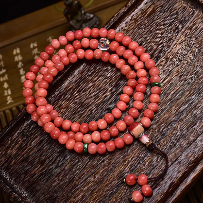 108 Beads Tibetan Natural Camel Bone Mala Bracelet | Spiritual Protection & Luck Jewelry
