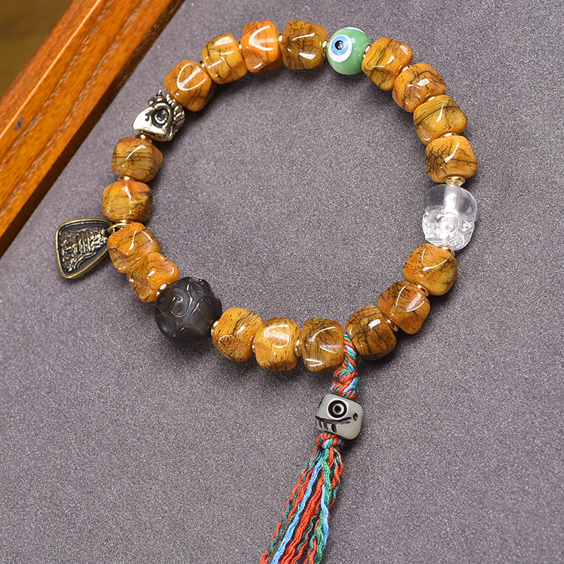 Tibetan Bracelet Handcrafted from Yak Bone | Spiritual Jewelry with Unique Natural Texture