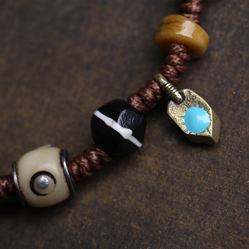 Bagua Yak Bone and Agate Success Bracelet | Wealth, Success Serenity Talisman