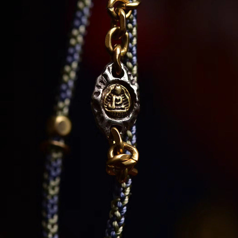 Tibetan Yellow Jambhala Gau Box Handmade Braided Adjustable Necklace