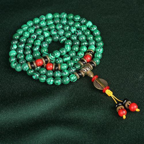 Tibetan Malachite 108 Mala Bracelet | Spiritual Protection Prayer Beads