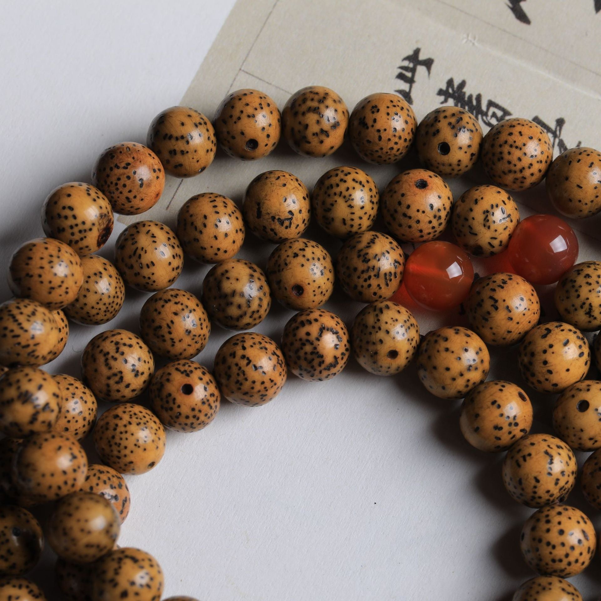 108 Mala Beads Bodhi Seed Red Agate Bracelet – Protection & Good Luck