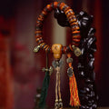 Vintage Tibetan Yak Bone Wrist Mala Bracelet with Camel Bone Guru Bead & Brass Accents