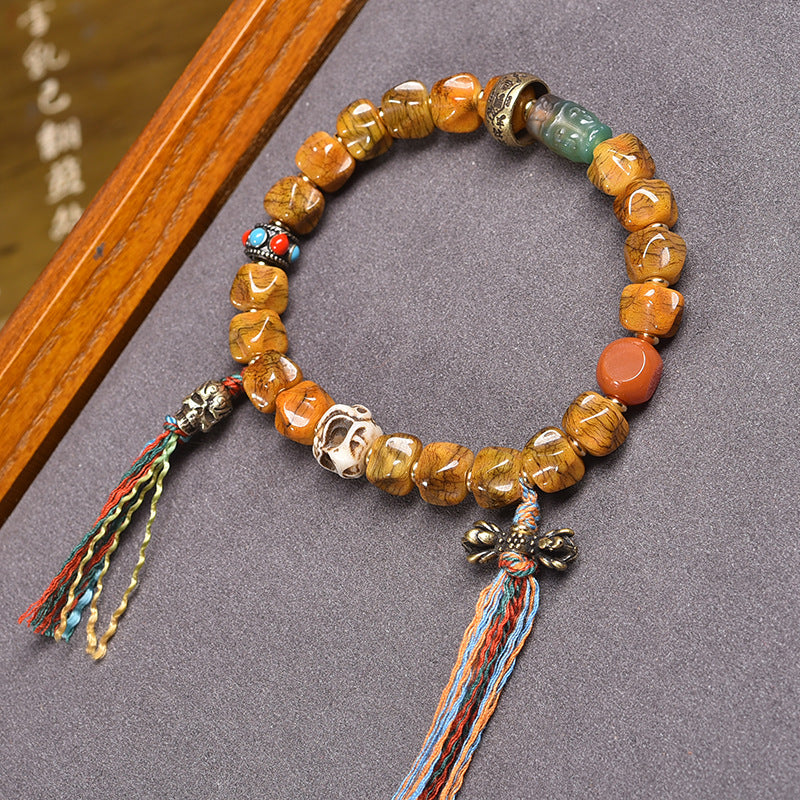 Tibetan Bracelet Handcrafted from Yak Bone | Spiritual Jewelry with Unique Natural Texture