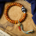 Handmade Tibetan Yak Bone Mala Bracelet Copper Lion Agate Dzi Jewelry