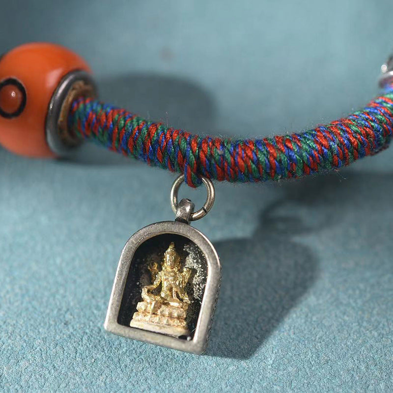 Handmade woven Medicine Buddha mala bracelet, spiritual jewelry for wellness and mindfulness