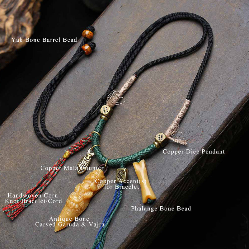 Handwoven protection necklace with Garuda Vajra