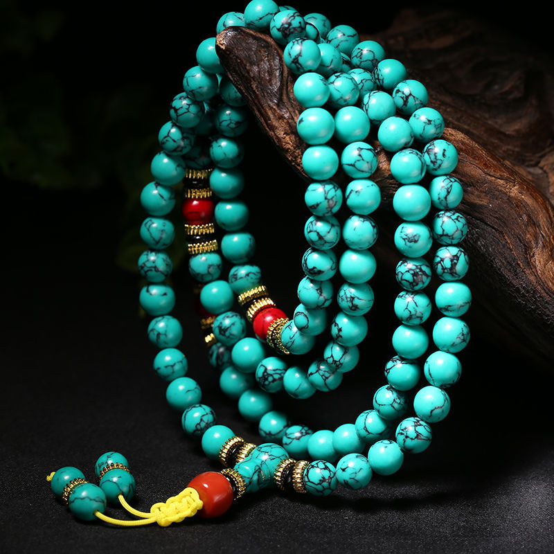 Natural Turquoise Tibetan 108 Prayer Beads Unisex