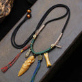 Natural aged bone Garuda Vajra pendant necklace