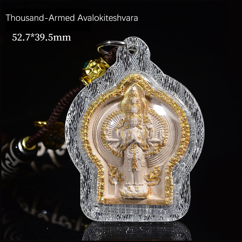 Thousand-Armed Chenrezig Pendant — Handmade Tibetan Buddhist Amulet