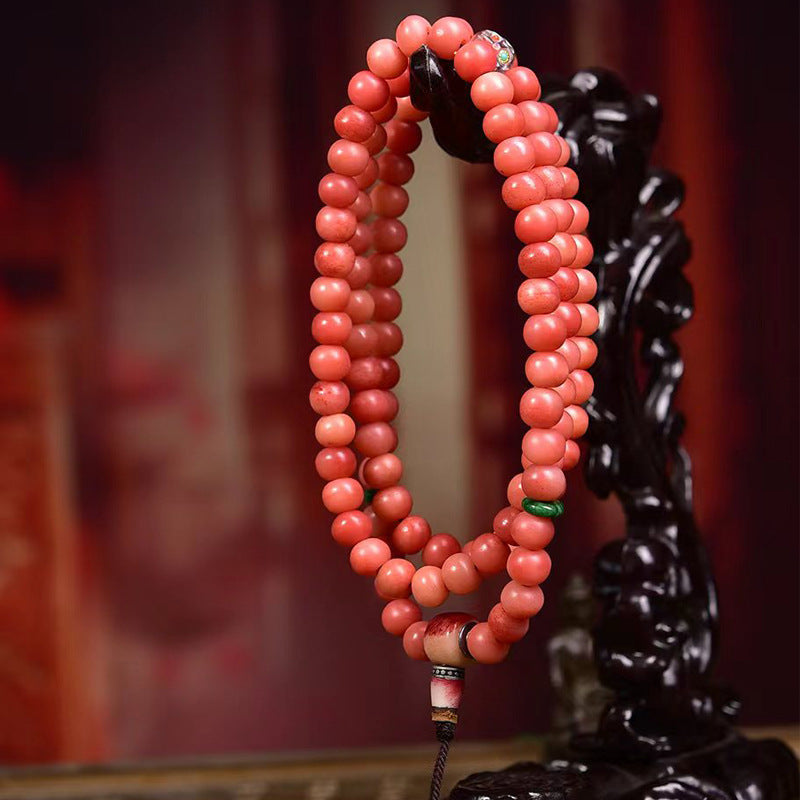 Tibetan Artisan 108 Mala Beads Bracelet with Sacred Symbolic Energy