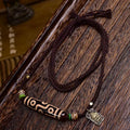 Tibetan Nine-Eye Dzi Pendant Handmade Braided Rope Adjustable Necklace