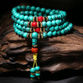 Tibetan Turquoise 108 Mala Bracelet for Meditation & Protection