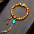 Vintage Bone & Natural Agate Mala Bracelet - Tibetan Talisman for Impermanence