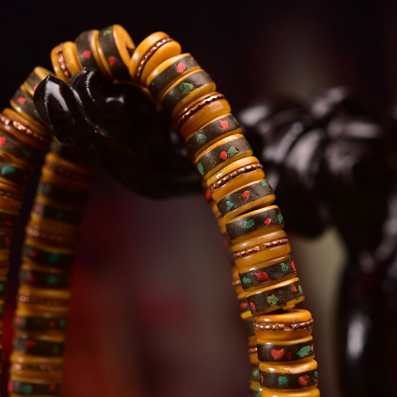 Vintage Yak Bone Bead Natural Patina Close-up