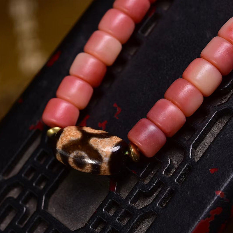 dzi bead necklace natural agate Tibetan talisman for protection