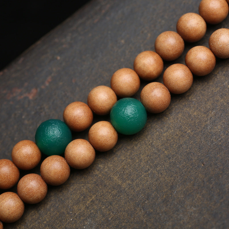 Natural aged sandalwood beads with authentic grain and aroma for meditation mala