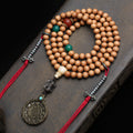 Authentic sandalwood 108 mala beads with Nine Palace Diagram pendant front view