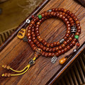 Tibetan Nine-Eye Dzi Bead Mala Bracelet | Bone & Agate Spiritual Prayer Beads