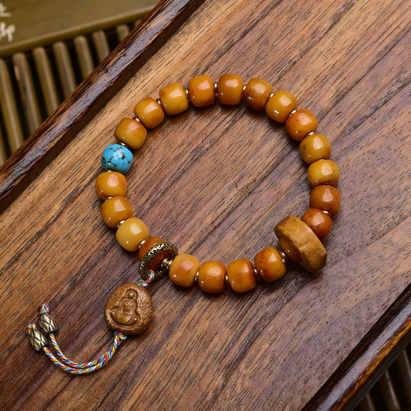 Tibetan Yak Bone Single Strand Bracelet with Formless Buddha