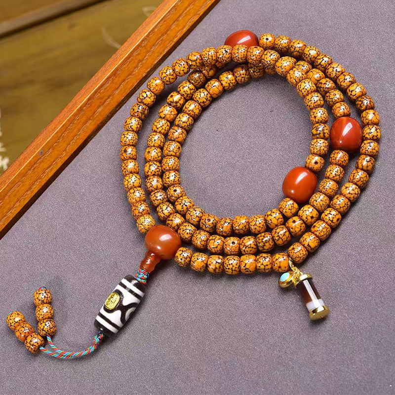 Star Moon Bodhi Seed Mala 108 Beads | Tibetan Meditation Necklace