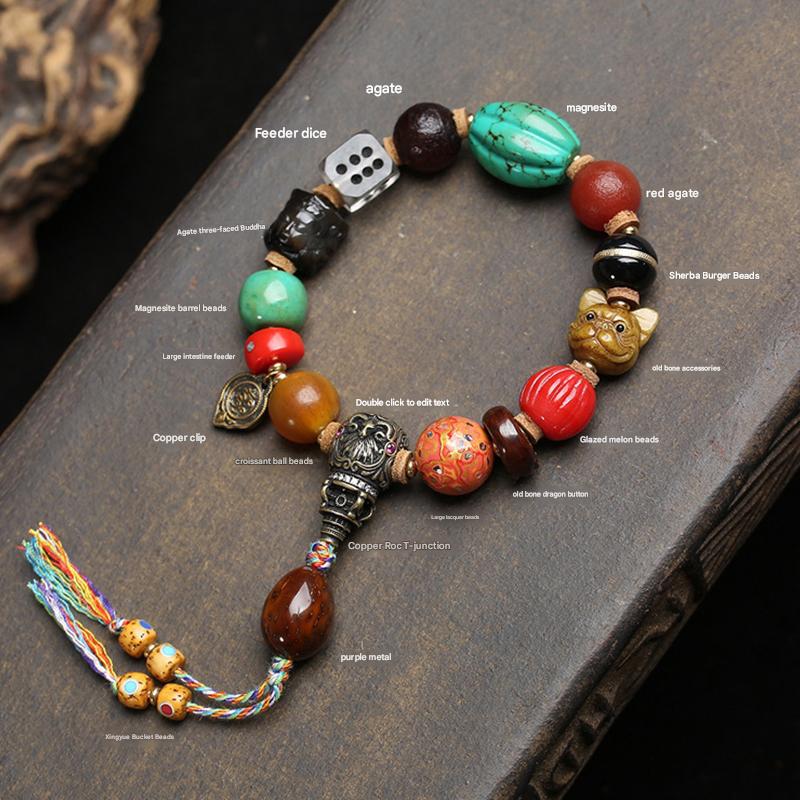 Tibetan Natural Agate Wrap Bracelet – Handmade 12 Treasures Beads, Traditional Ethnic Jewelry