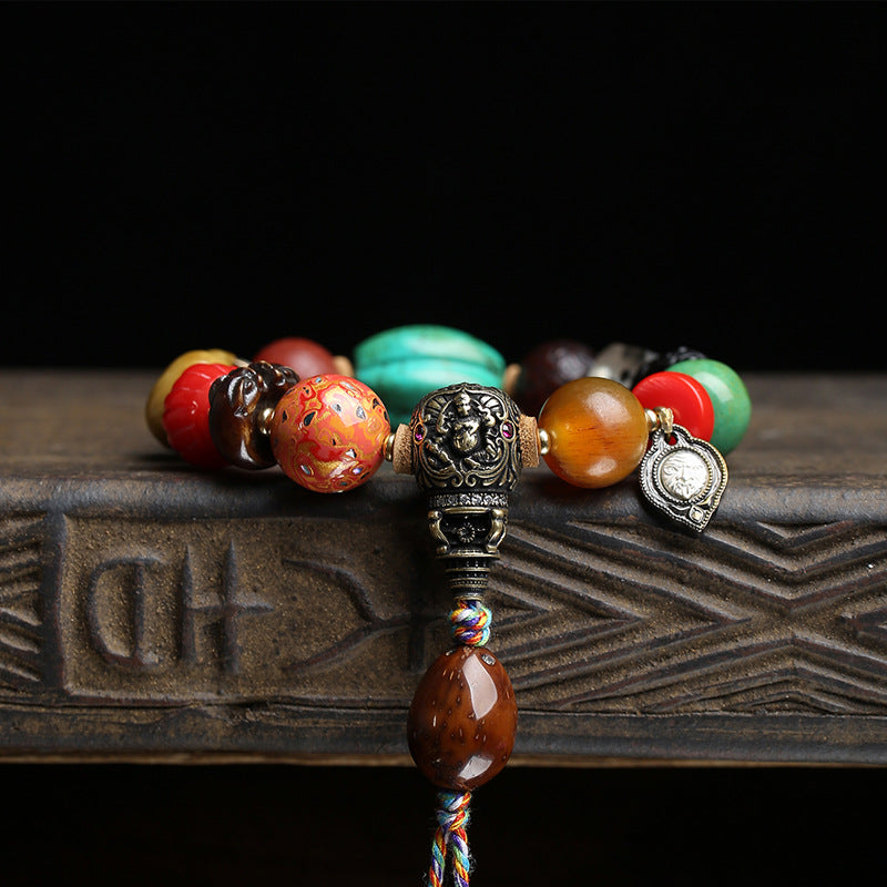 Tibetan Natural Agate Wrap Bracelet – Handmade 12 Treasures Beads, Traditional Ethnic Jewelry