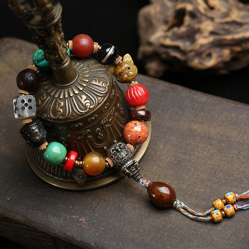 Tibetan Natural Agate Wrap Bracelet – Handmade 12 Treasures Beads, Traditional Ethnic Jewelry