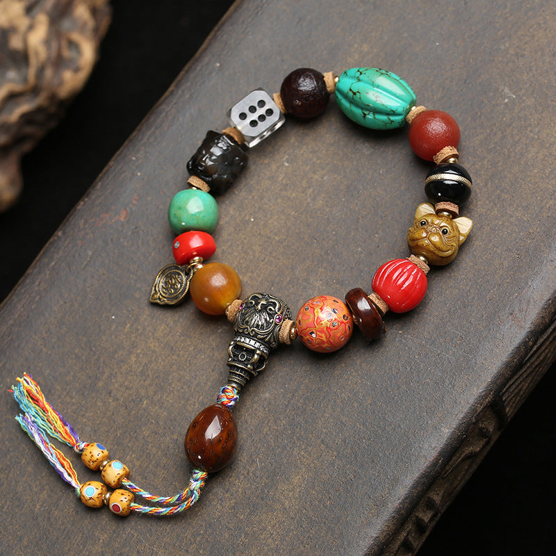Tibetan Natural Agate Wrap Bracelet – Handmade 12 Treasures Beads, Traditional Ethnic Jewelry