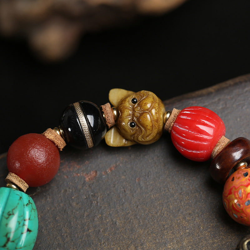 Tibetan Natural Agate Wrap Bracelet – Handmade 12 Treasures Beads, Traditional Ethnic Jewelry