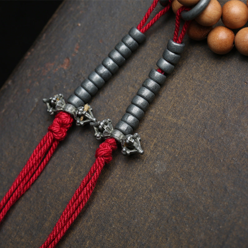 Authentic Sandalwood 108 Mala Beads – Tibetan Nine Palace Pendant for Stability, Balance & Gentle Energy
